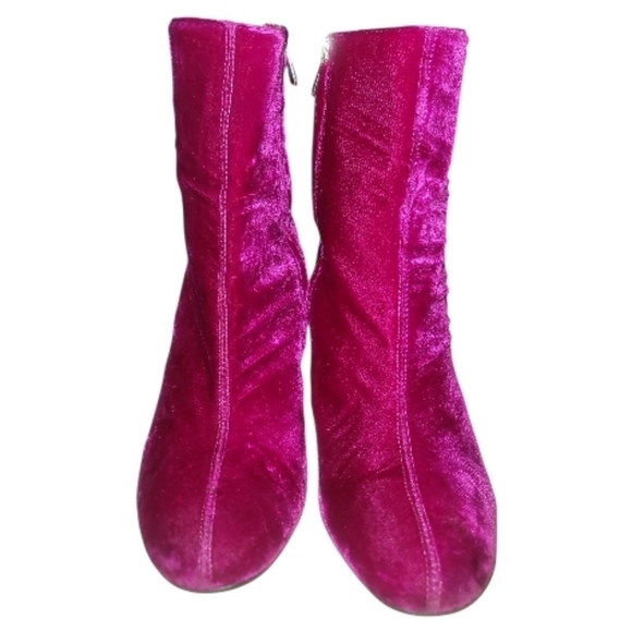 & other stories and Pink fuchsia Velvet ankle boots booties 39 8 night fever - Picture 8 of 12